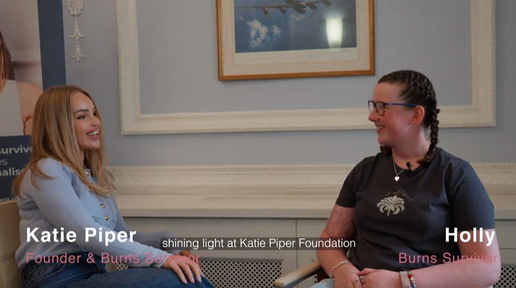 Fundraiser Holly being interviewed by Katie Piper